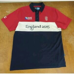 Canterbury England Rugby Shirt Mens Sz L Blue White Red World Cup 2015 Rose Logo